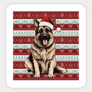 Funny German Shepherd Christmas Ugly Sticker